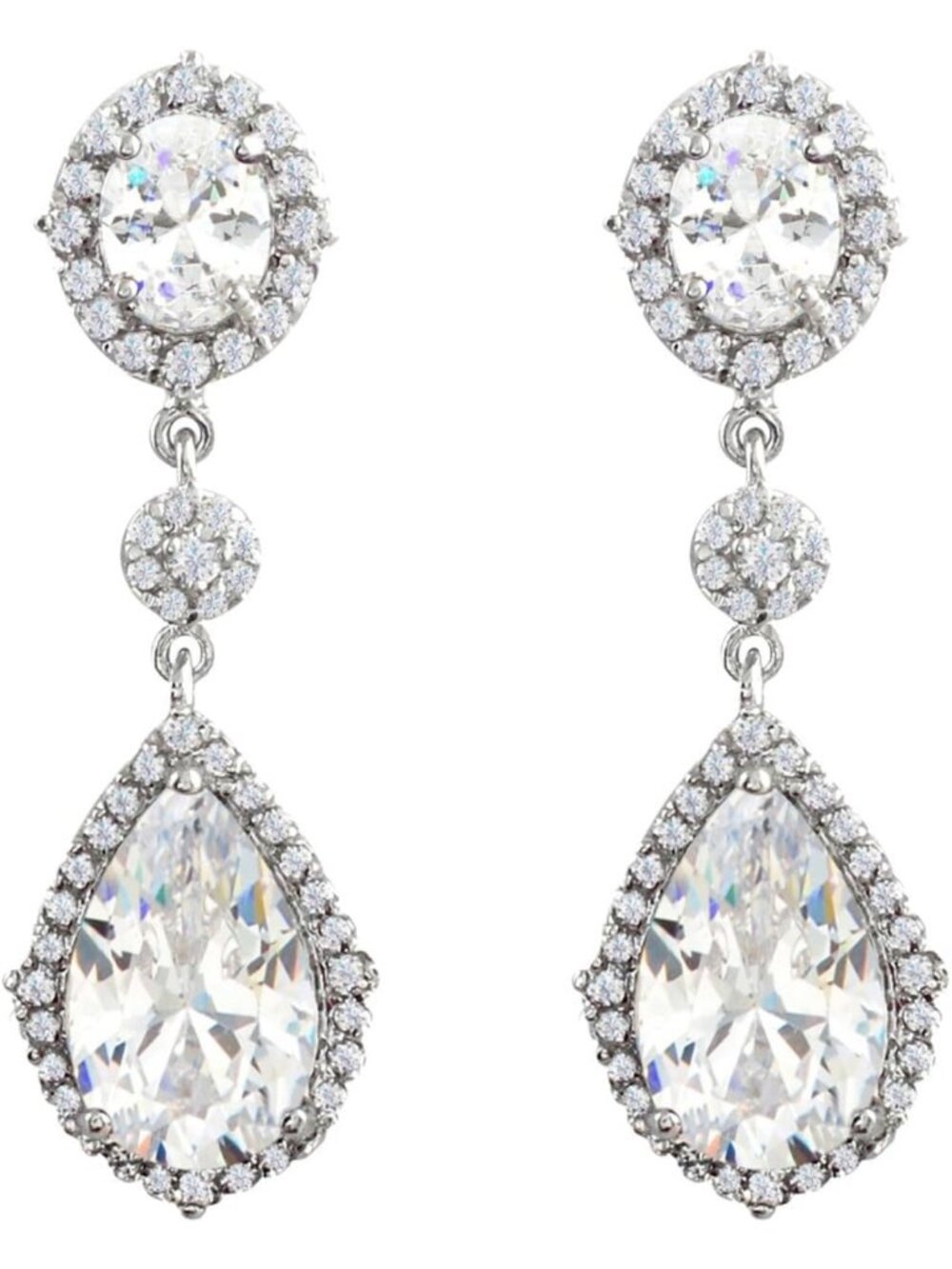 Elegant Silver Teardrop Dangle Earrings | Statement Party Jewelry Accessory